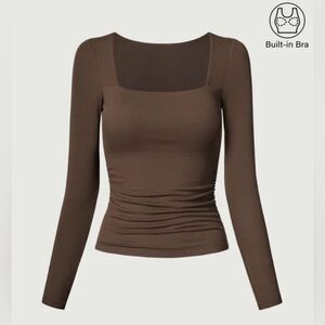 OGL Eco-SkinKiss®2.0 Square Neck Ruched Brami Top - Cocoa XS NWT